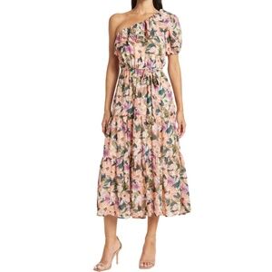ASTR the Label Floral Print One-Shoulder Midi Dress size SMALL